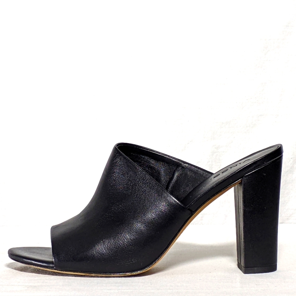 NEW Vince Womens Hanna Block Heel Slide Sandal black sz 9.5